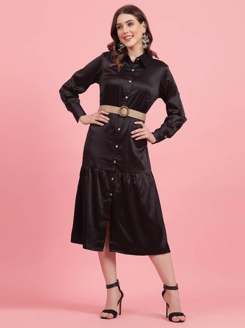 Shaped Waist Denim Shirt Dress | boohoo