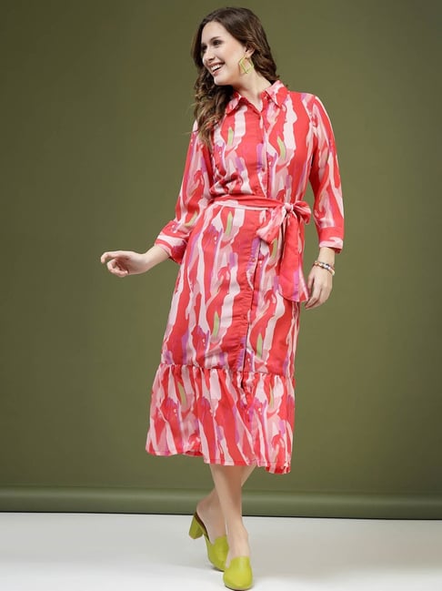 Melon by PlusS Pink Printed Shirt Dress-picture-40