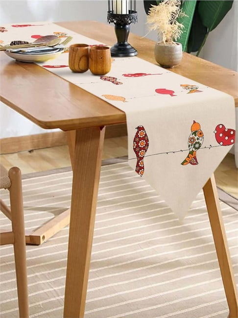 Urban Space Red Cotton 200 GSM 6 Seater Dining Table Runner