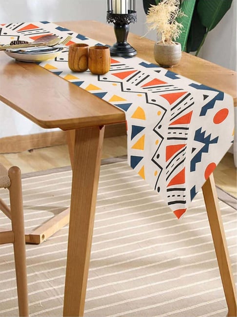 Urban Space Multicolor Cotton 200 GSM 6 Seater Dining Table Runner