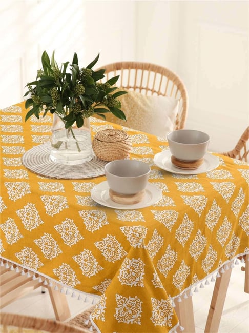 Urban Space Mustard Cotton 200 GSM 4 Seater Square Dining Table Cover-picture-13