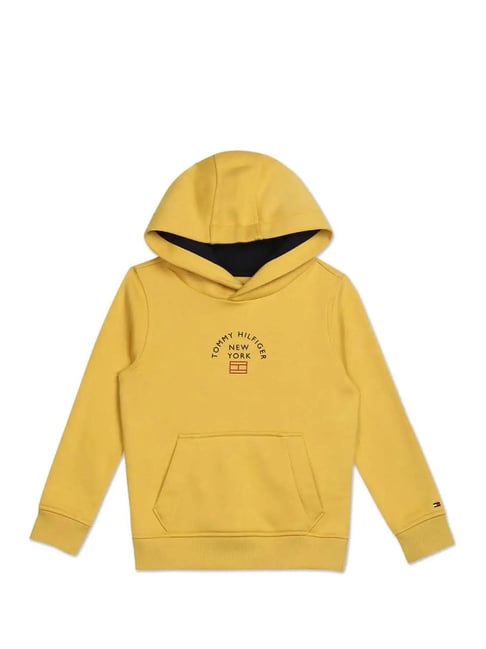 Buy Tommy Hilfiger Kids Yellow Solid Hoodie for Boys Clothing