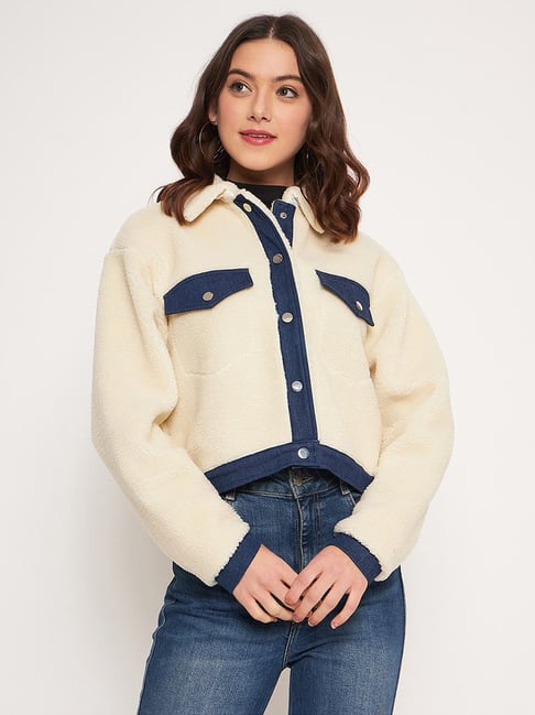 MADAME Off-White Regular Fit Jacket