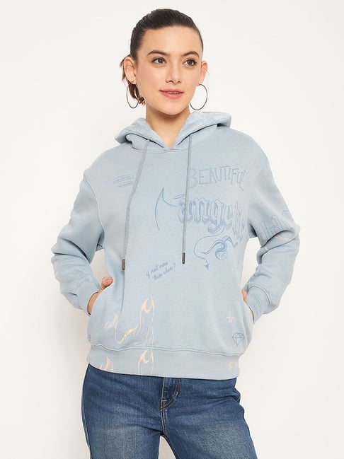 Buy MADAME Blue Printed Sweatshirt for Women Online Tata CLiQ