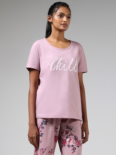 Buy Wunderlove by Westside Pink Contrast Printed T-Shirt for