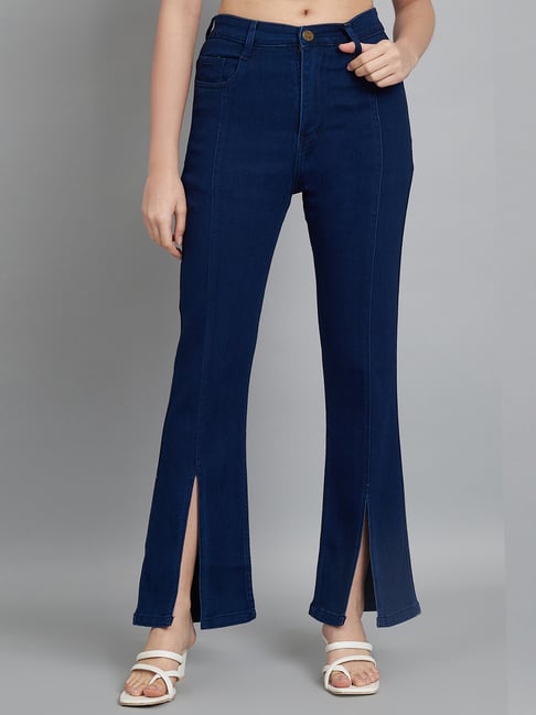 Angelfab Royal Blue Denim Flared Fit High Rise Jeans