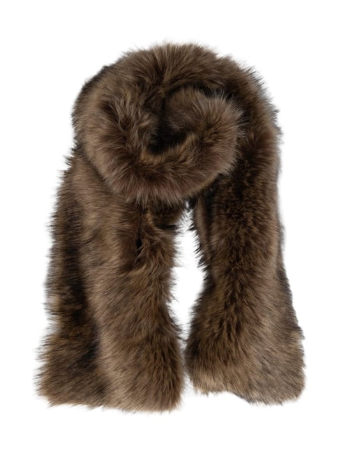 MASU 21AW FUR PRINT SILK SCARF- BROWN 即完 21AW MASU FUR PRINT