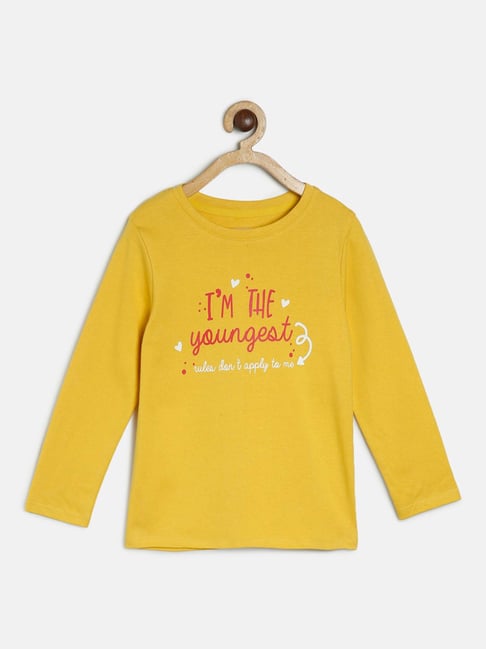 MINIKLUB Kids Yellow Printed Full Sleeves Top