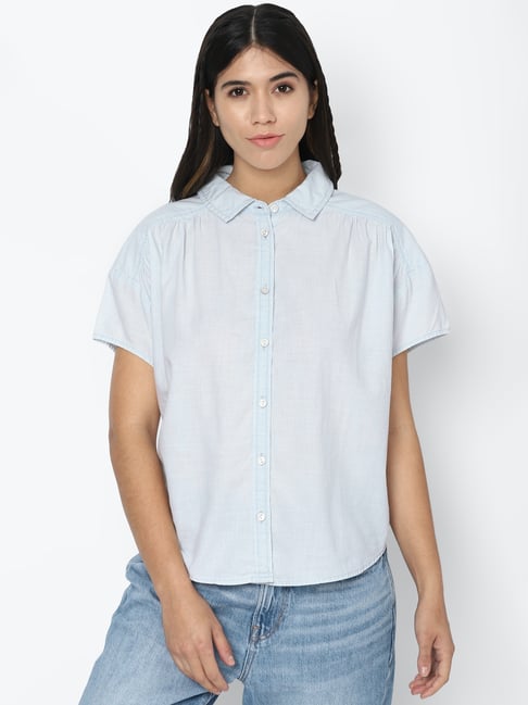 American Eagle Outfitters Blue Cotton Shirt-picture-16