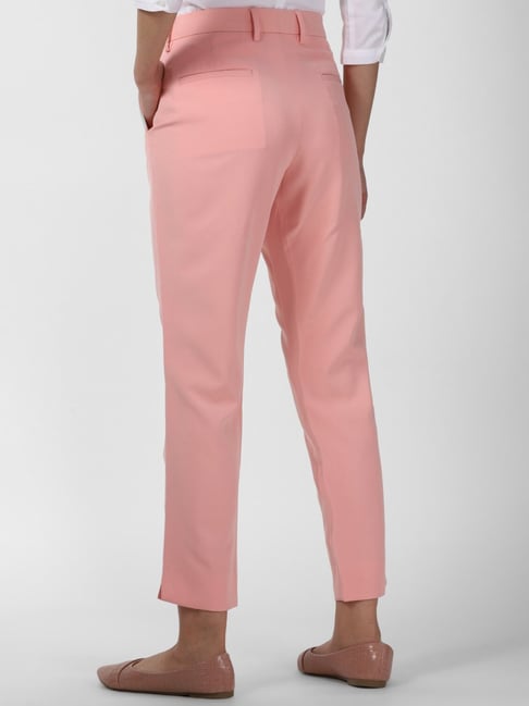 MADAME Pink Regular Fit Mid rise Trousers