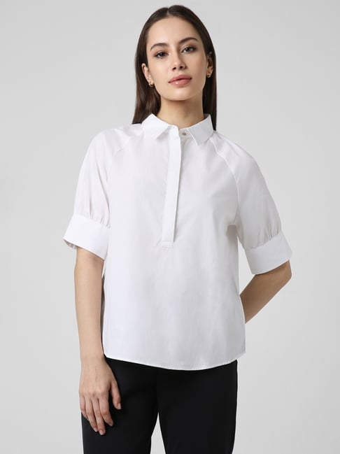 Van Heusen White Formal Shirt For Ladies Women Regular Fit Cotton