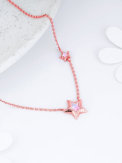 Sterling Silver Rose Gold Shooting Star Necklace for Women and Girls