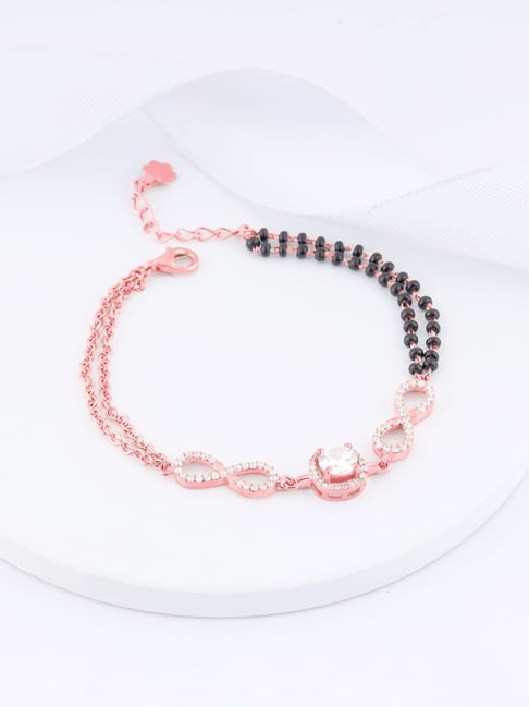 GIVA 92.5 Sterling Silver Rose Gold Eternal Knot Mangalsutra Bracelet-picture-18