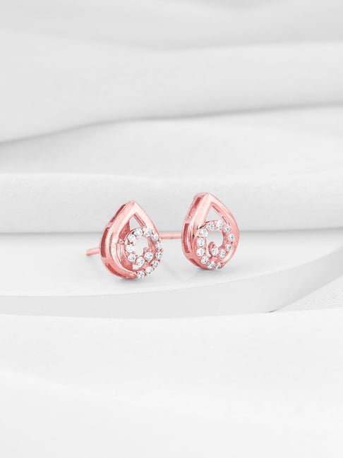 GIVA 92.5 Sterling Silver Rose Gold Graceful Tear Stud Earrings-picture-18
