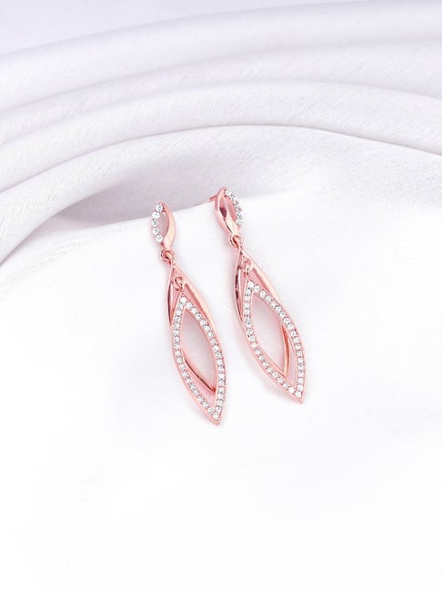 GIVA 92.5 Sterling Silver Rose Gold Majestic Marquise Dangler Earrings-picture-21