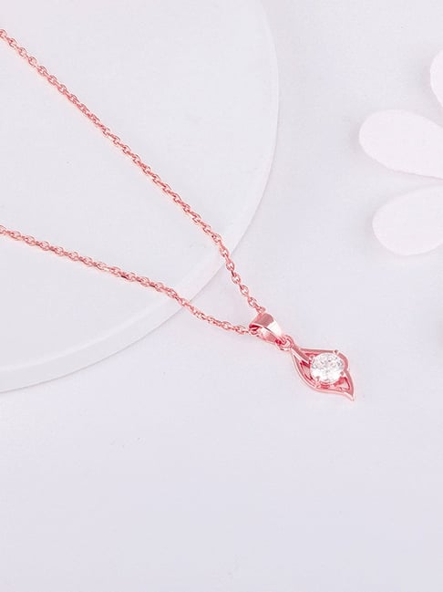 GIVA 92.5 Sterling Silver Rose Gold Falling Dew Pendant With Link Chain-picture-19