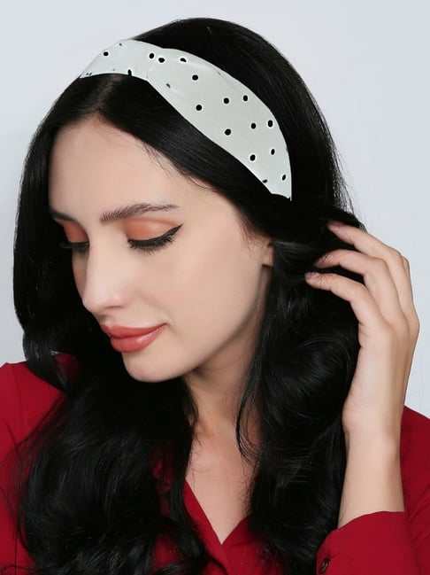 Buy OOMPH White Red Polka Dots Print Knotted Hair Band Online At