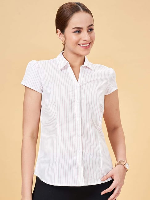 Annabelle by Pantaloons Off-White Striped Formal Shirt-picture-47