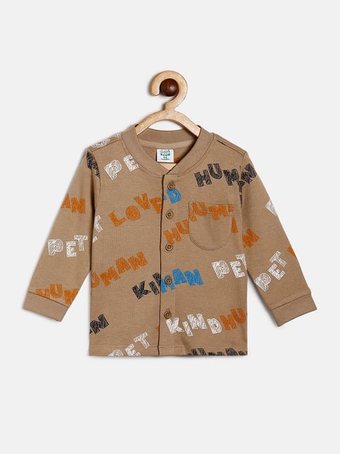 MINIKLUB Kids Brown Printed Full Sleeves Shirt