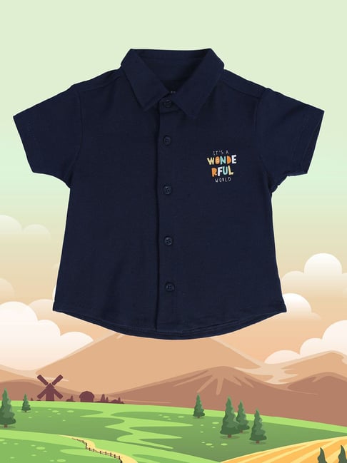 MINIKLUB Kids Navy Solid Full Sleeves Shirt