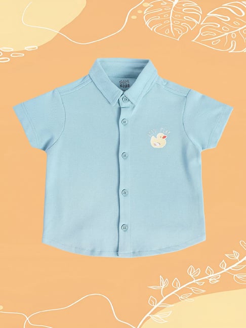 MINIKLUB Kids Blue Solid Full Sleeves Shirt