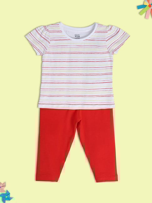MINIKLUB Kids White & Red Striped Top with Pants