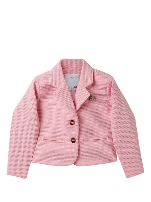 Elle Kids Pink Solid Full Sleeves Blazer