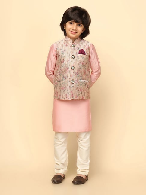 KISAH Multicolor Floral Full Sleeves Kurta, Jacket & Pyjamas-picture-26