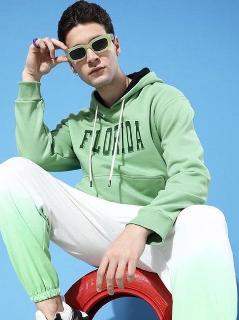 Dillinger Light Green Loose Fit Printed Hooded Sweatshirt-picture-27