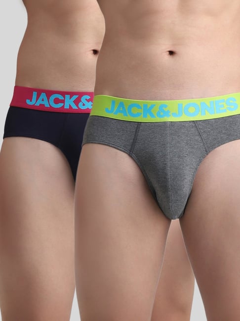 Jack & Jones Dark Grey & Navy Briefs - Pack of 2-picture-29