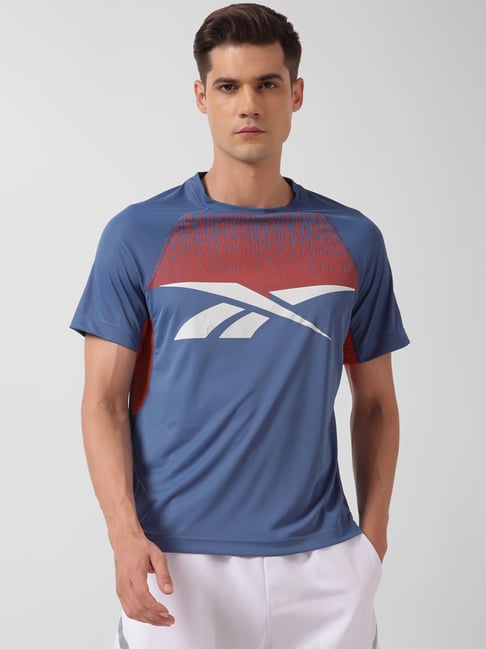 Reebok Training Blue Regular Fit Badminton T-Shirt-picture-29