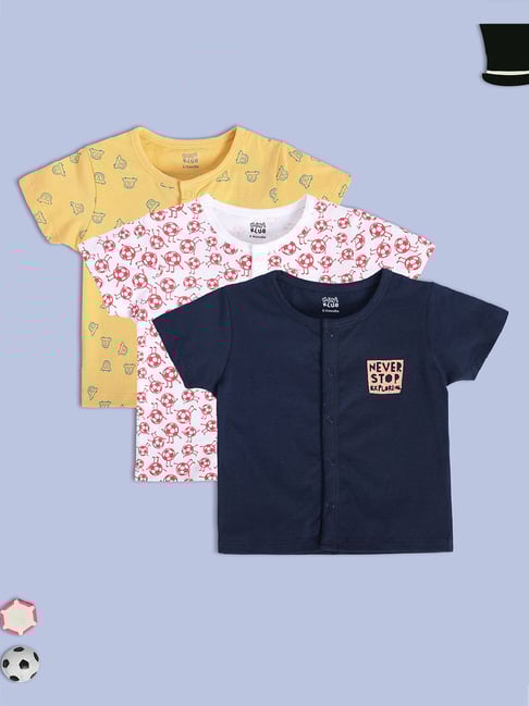 MINIKLUB Kids Multicolor Printed Shirt (Pack Of 3)