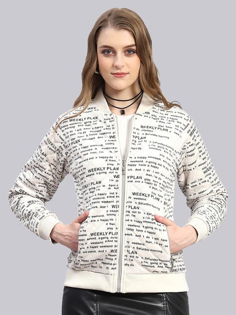 Monte Carlo Off White & Black Wool Graphic Print Jacket-picture-41