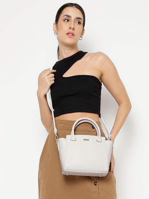 Tyra Alice White Textured Faux Leather Handbag-picture-12