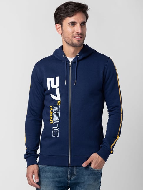Being Human Navy Regular Fit Printed Hooded Sweatshirt-picture-22