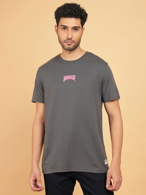Wrangler Dark Grey Relaxed Fit Logo Print Cotton Crew T-Shirt-picture-10