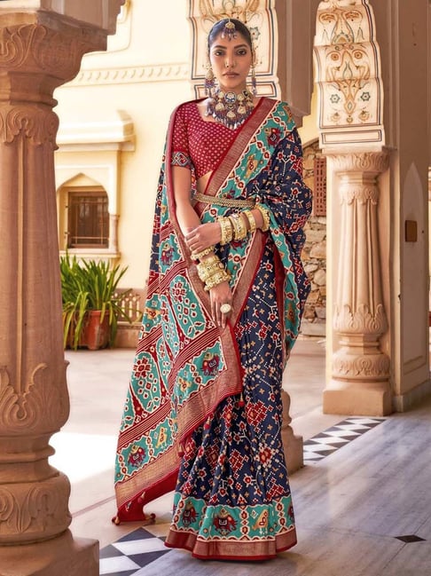 Blue Printed Georgette Saree By Shangrila Designer – SHANGRILA DESIGNER