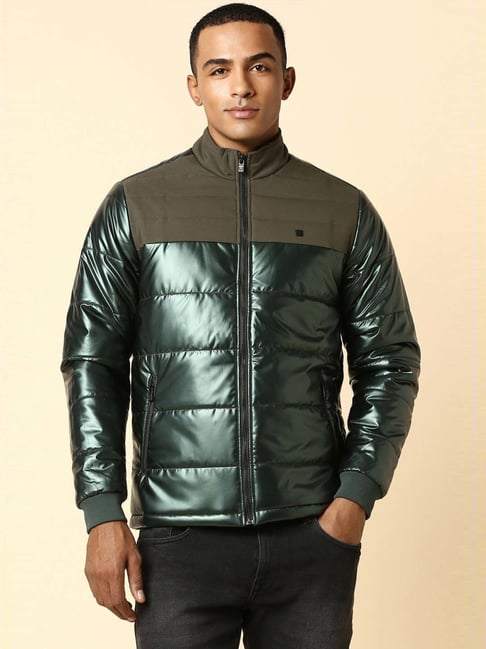 Buy Allen Solly Green Regular Fit Colour Block Quilted Jacket for Mens Online Tata CLiQ