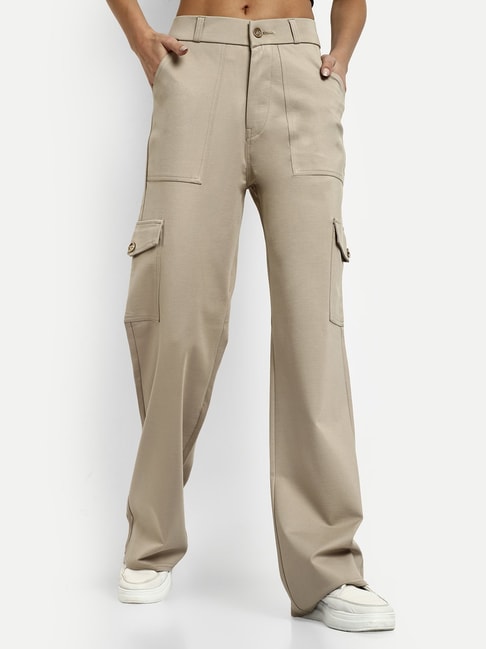 Brown High Rise Cargo Pants