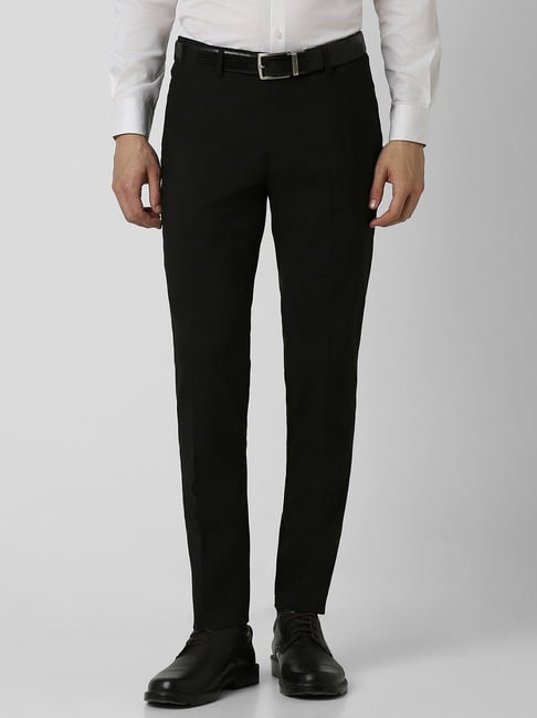 Peter England Black Slim Fit Trousers-picture-32