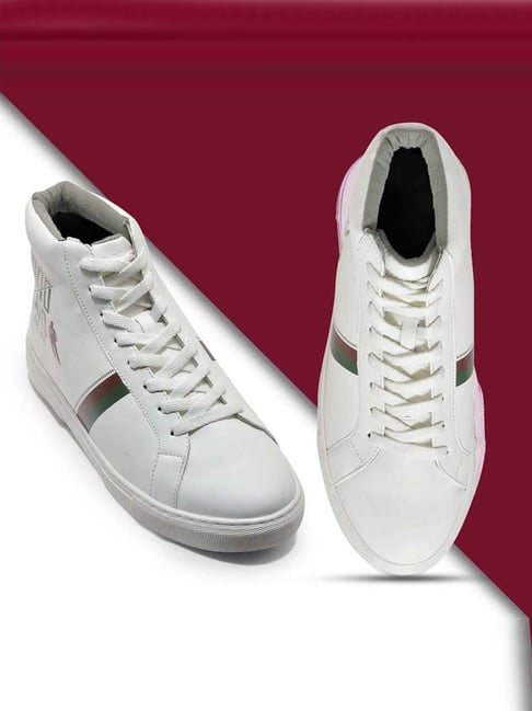 Woodland Men's Off White Ankle High Sneakers