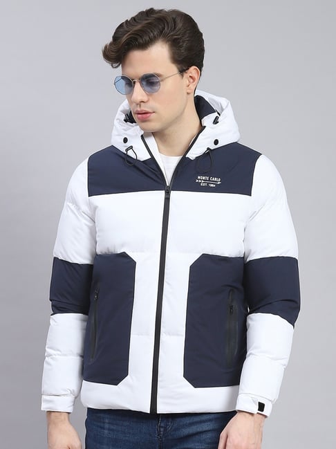 Monte Carlo White Regular Fit Colour Block Hooded Jacket-picture-34
