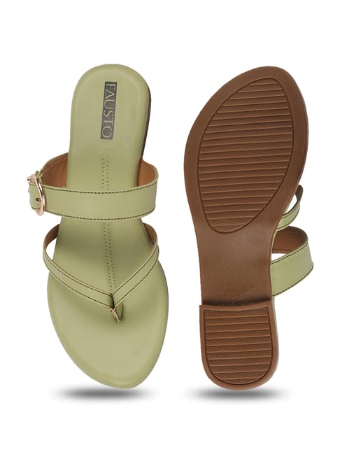 【美品】CLINCH Thong sandal Latigo OD オリーブ Fausto Women's Leaf Thong Sandals