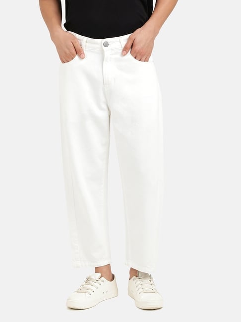 Bene Kleed White Cotton Loose Fit Jeans-picture-23