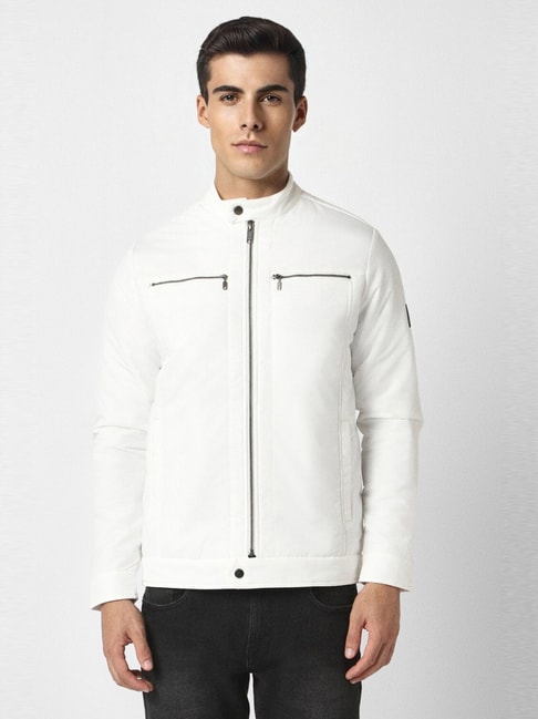 Van Heusen White Cotton Regular Fit Jacket