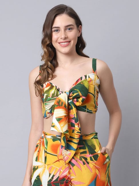 Erotissch Yellow Printed Beachwear Top