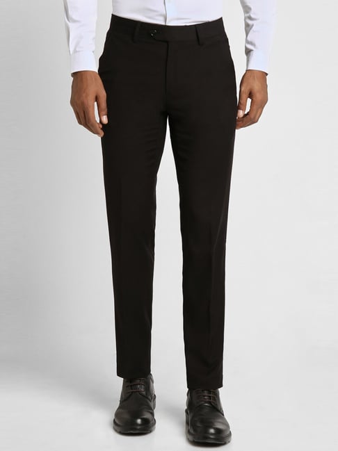 Peter England Black Slim Fit Trousers-picture-29