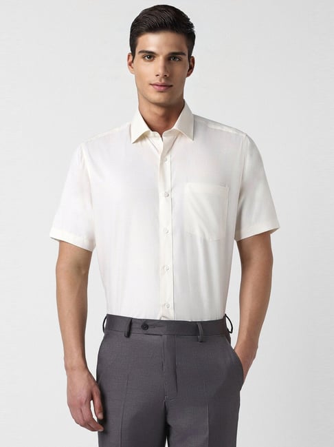 Van Heusen Beige Cotton Regular Fit Texture Shirt-picture-16
