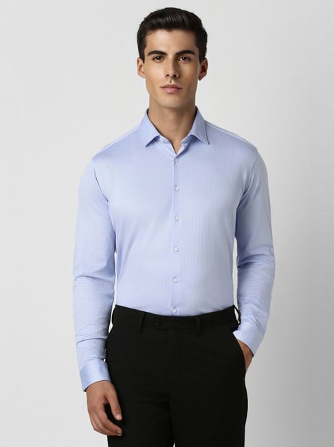 Van Heusen Blue Cotton Slim Fit Printed Shirt-picture-27