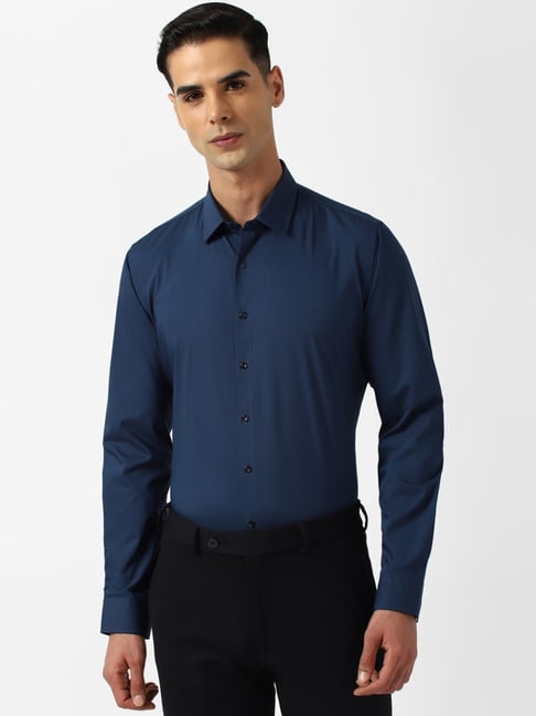 Van Heusen Navy Cotton Slim Fit Shirt-picture-41